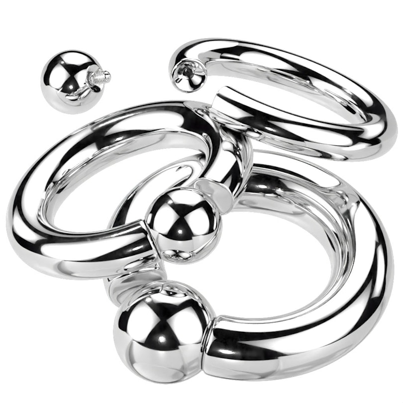 Pīrsingu gredzens ar satvertu lodīti no titāna - lielizmēra modelis