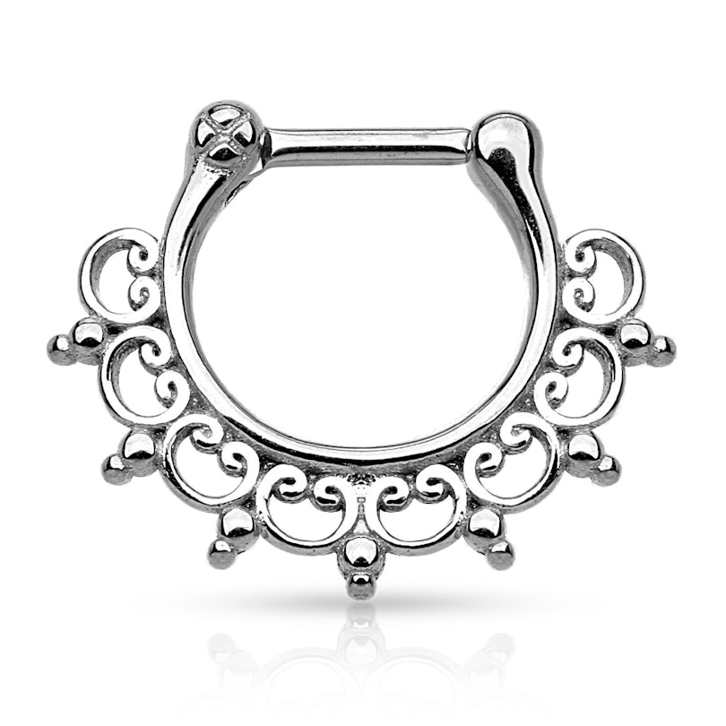 Septum klikeris no ķirurģiskā tērauda ar ornamentālu dizainu