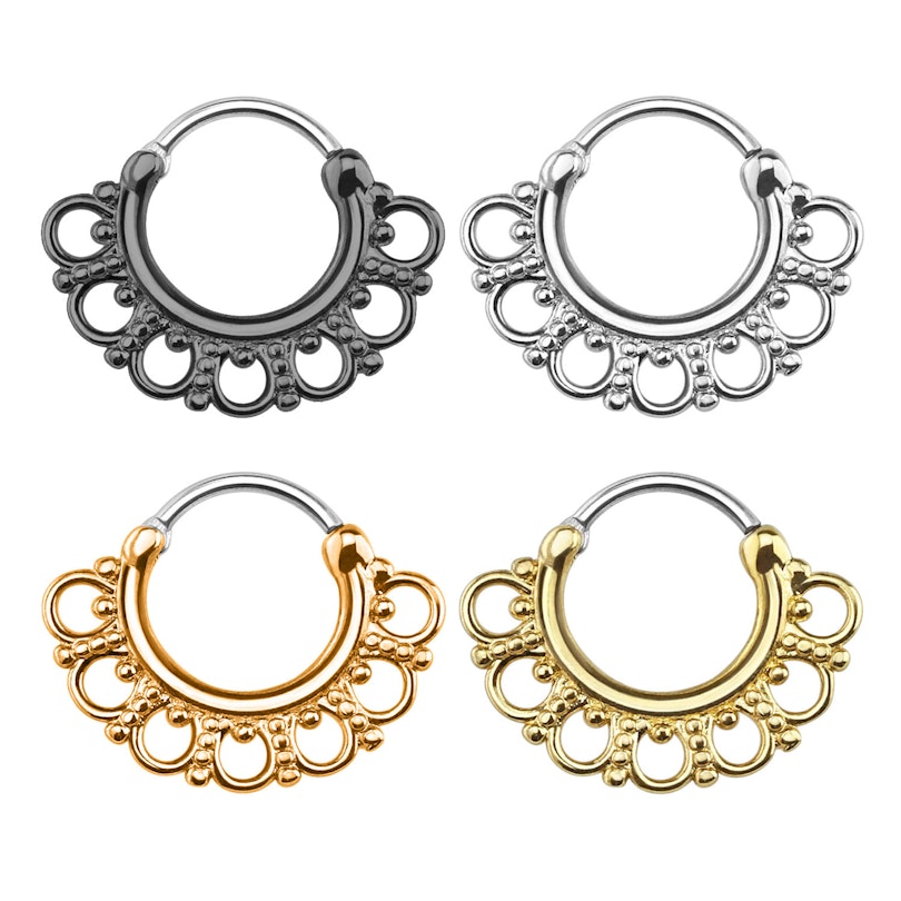 Septum pīrsings ar mežģīnēm