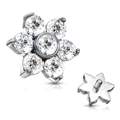 Dermal Anchor ar ziedu no kristāliem