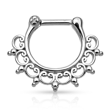 Septum klikeris no ķirurģiskā tērauda ar ornamentālu dizainu