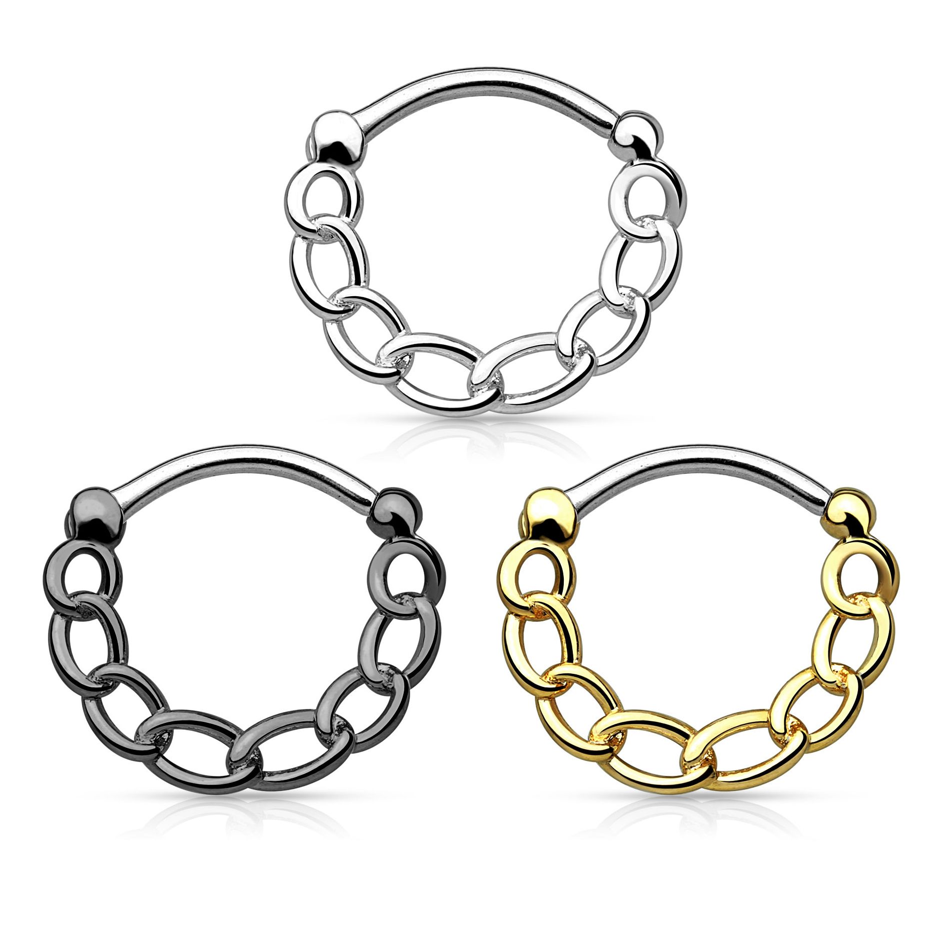 Septum pīrsings ar ķēdīti