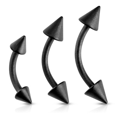 Izliekts stienītis matēti melns ar dzeloņveida uzgaļiem