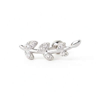 Auss stienītis ar kristāliem pārklātām lapām