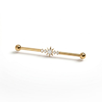 Industriālais stienītis no titāna ar zvaigzni un akmentiņiem