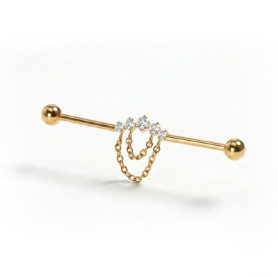 Industriālais stienītis no titāna ar akmentiņiem un ķēdītēm