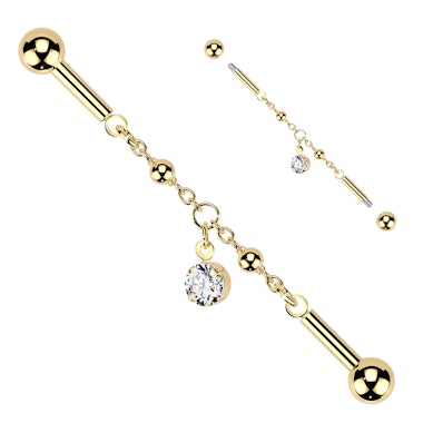 Industriālais stienītis ar ķēdīti un akmentiņu