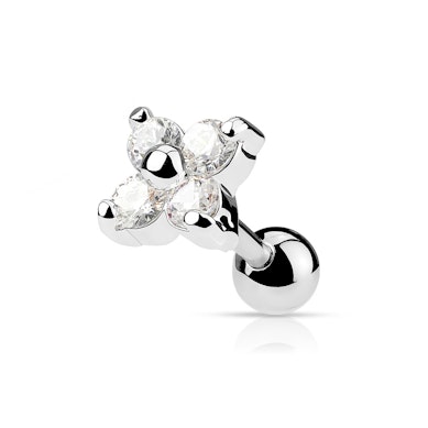 Tragus pīrsings ar ziedu