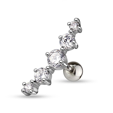 Helix pīrsings ar kristālu rindu