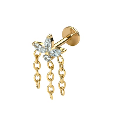 Zieda formas labrete no titāna ar ķēdītēm