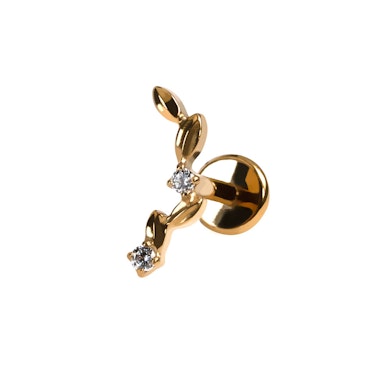 Titāna labrete ar izliektu lapu un akmentiņu dizainu