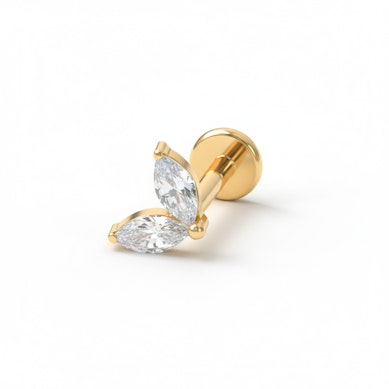 Titāna labrete ar diviem vienādiem akmentiņiem