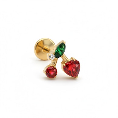 Ķirša formas labrete ar krāsainiem akmentiņiem