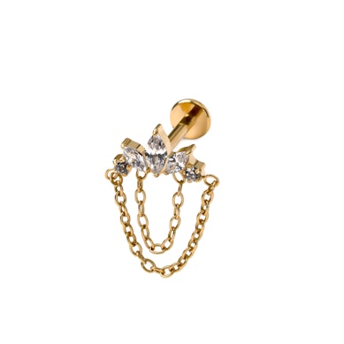 Titāna labrete ar akmentiņiem un ķēdītēm