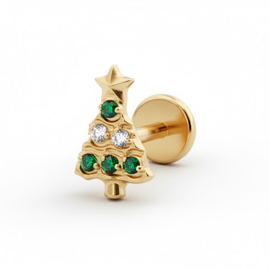 Titāna labrete ar Ziemassvētku egles dizainu