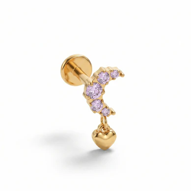 Titāna labrete ar mēnesi un rozā akmentiņiem