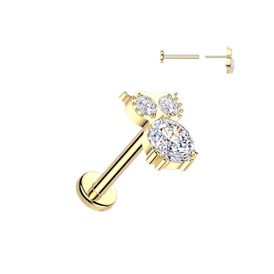 Titāna labrete pūces formā ar akmentiņiem