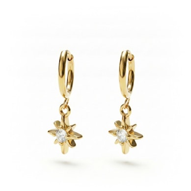 Huggie pīrsingu gredzenu pāris ar saulstaru piekariņu