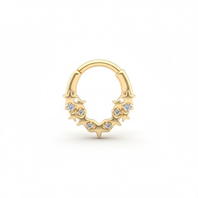 Pīrsingu gredzens ar zvaigznēm un akmentiņiem