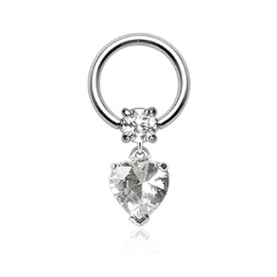 Pīrsinga gredzens ar sirds kulonu