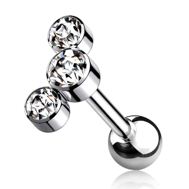 Stienītis no titāna iekšēji vītņots ar trīs kristāliņiem