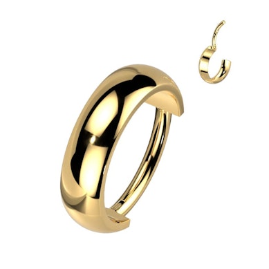 Pīrsingu gredzens ar eņģīti ar platu dekoratīvās stīpas daļu
