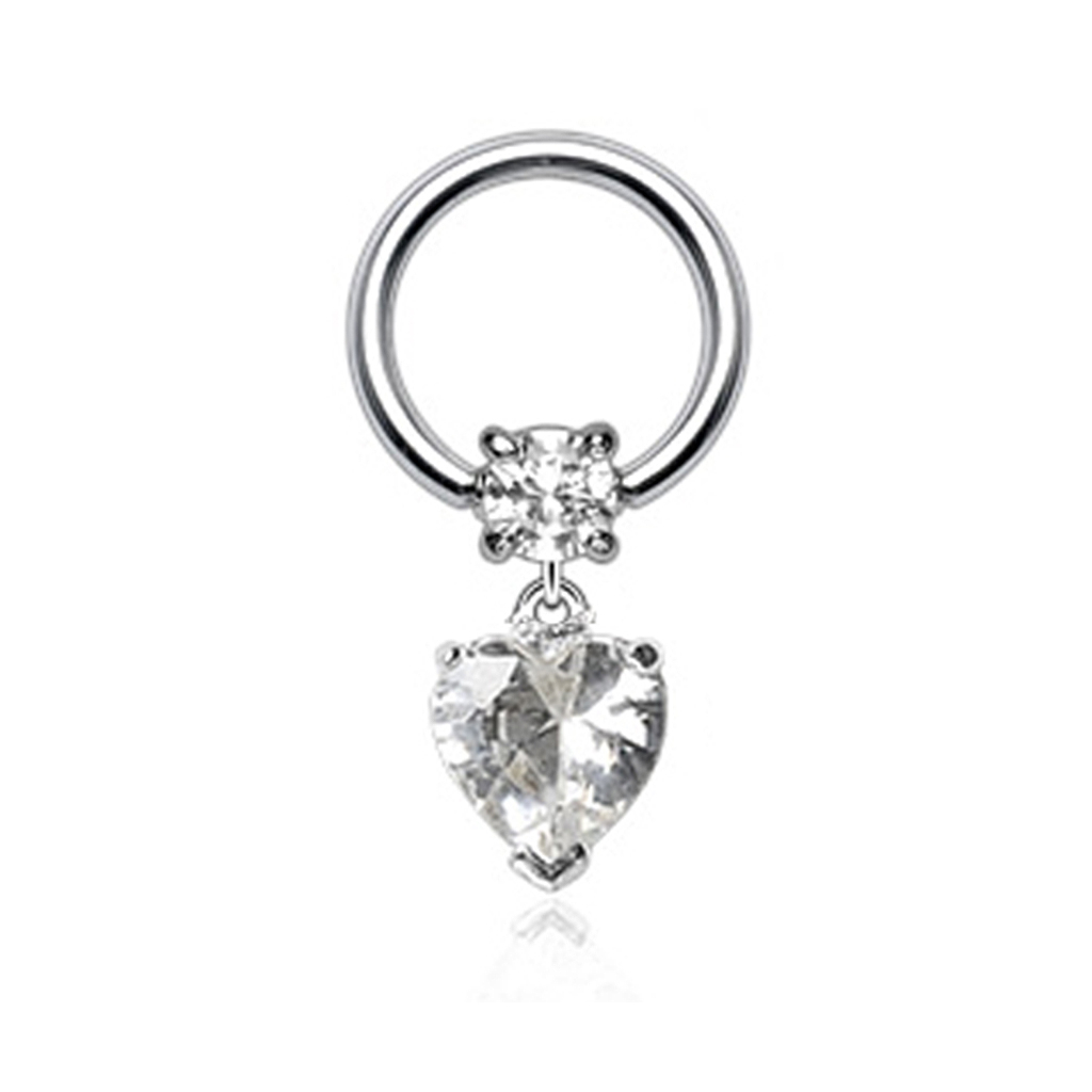 Pīrsinga gredzens ar sirds kulonu