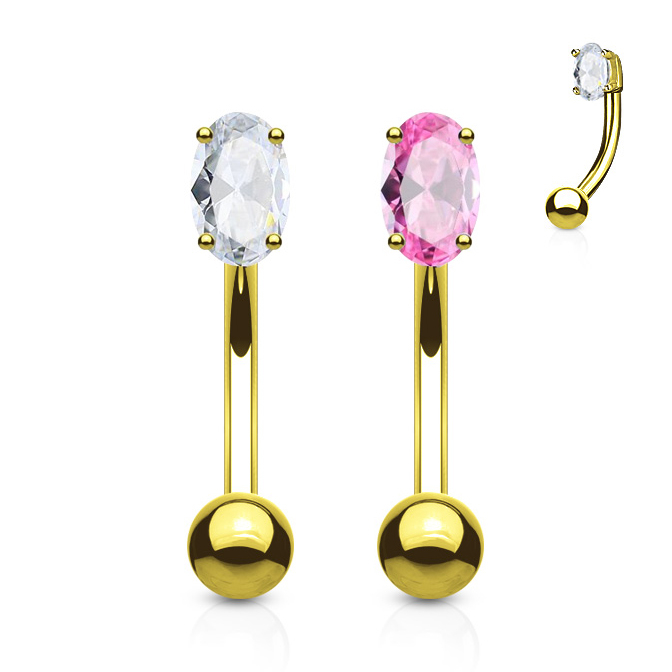 Izliekts stienītis no 14 karātu zelta ar kristālu