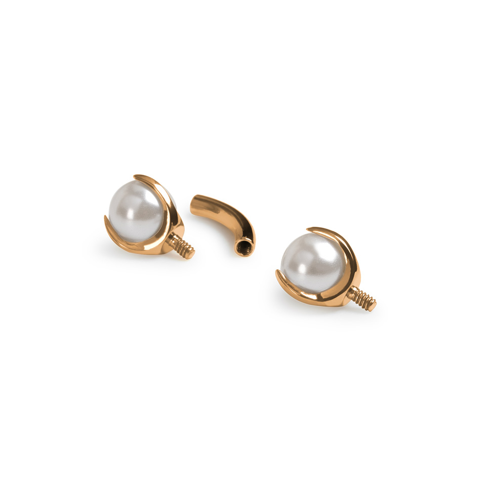 Izliektais stienītis no titāna ar pērlēm