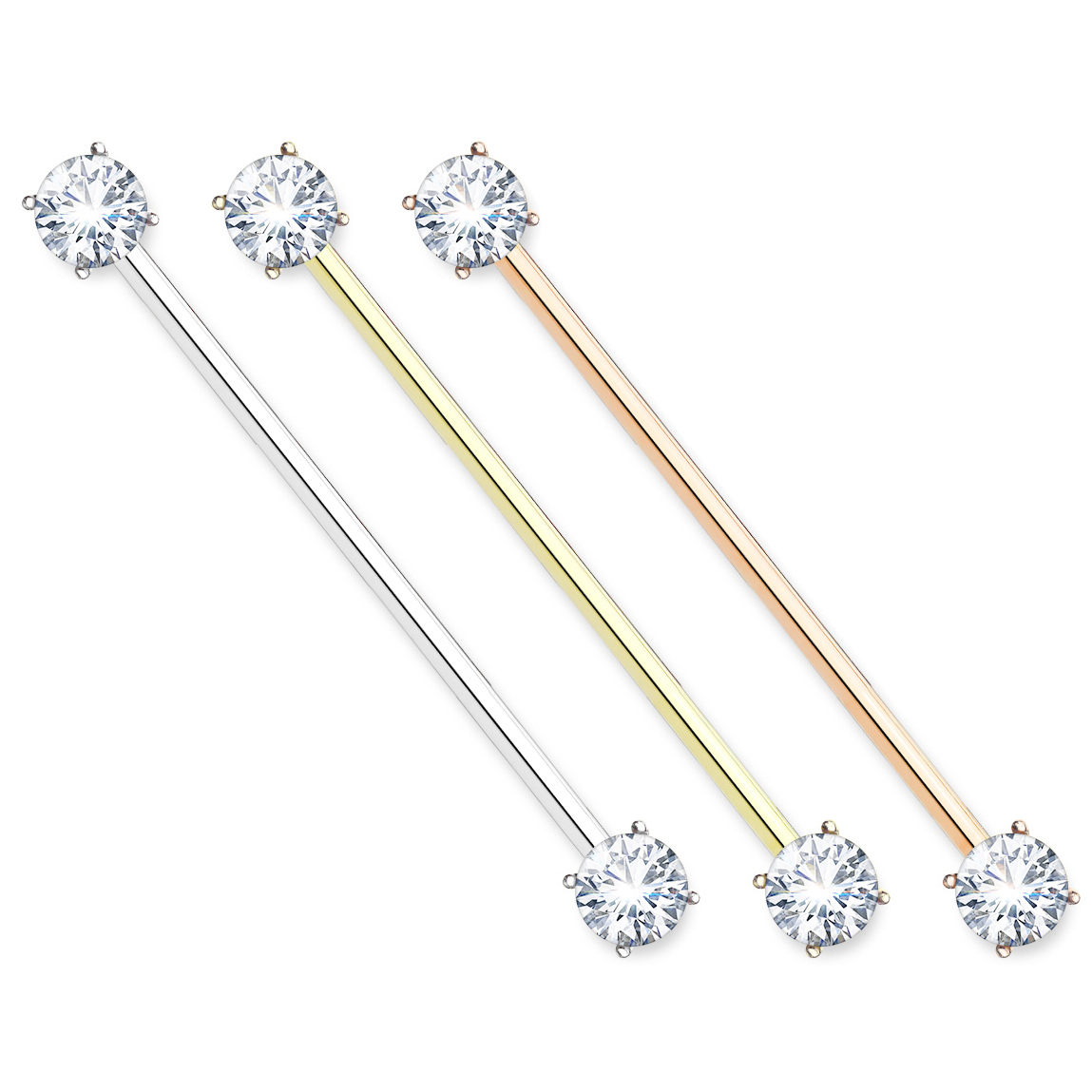 Industriālais stienītis ar uzgaļiem rotātiem ar dzidru kristālu