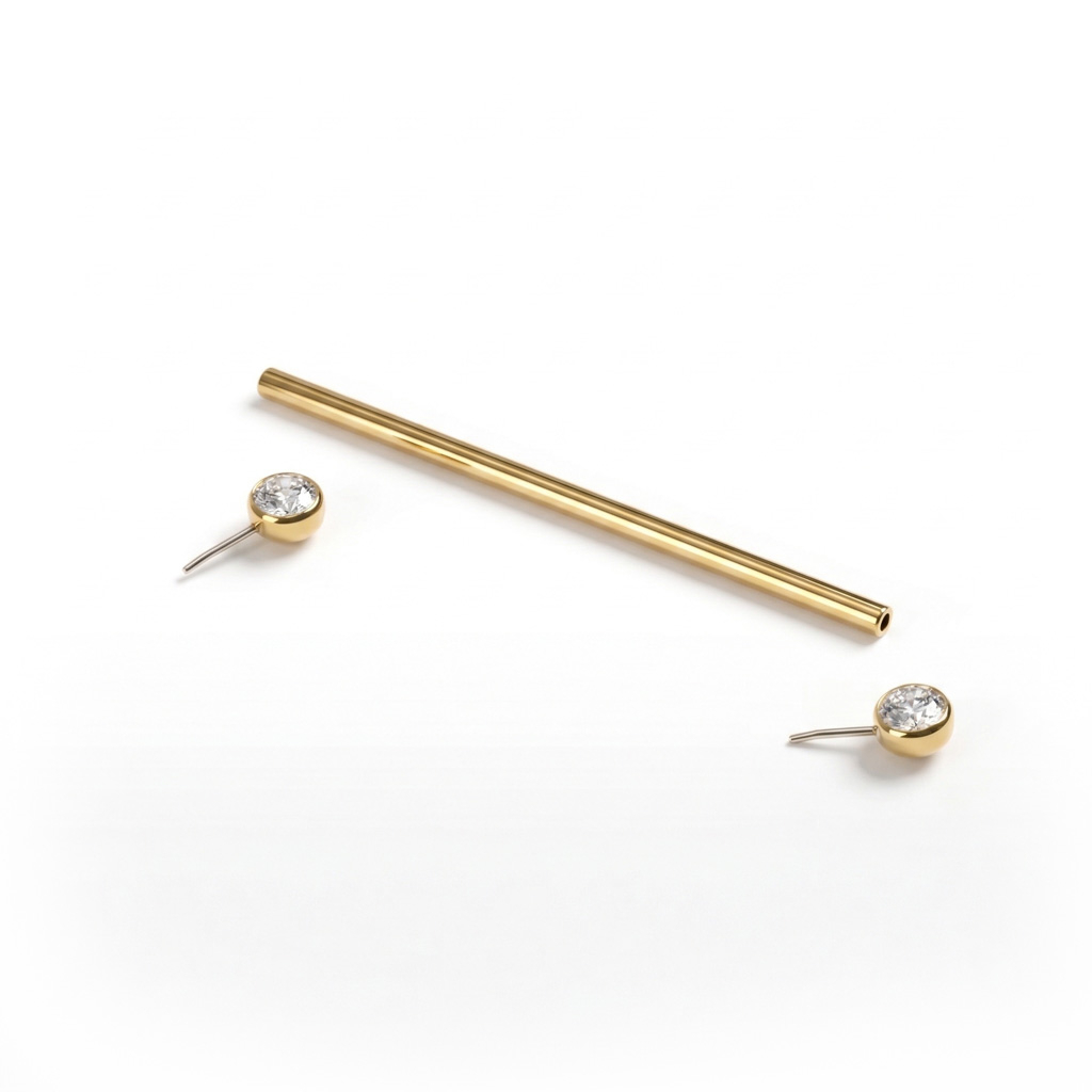 Industriālais stienītis no titāna ar akmentiņiem