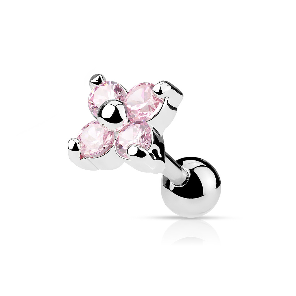 Tragus pīrsings ar ziedu