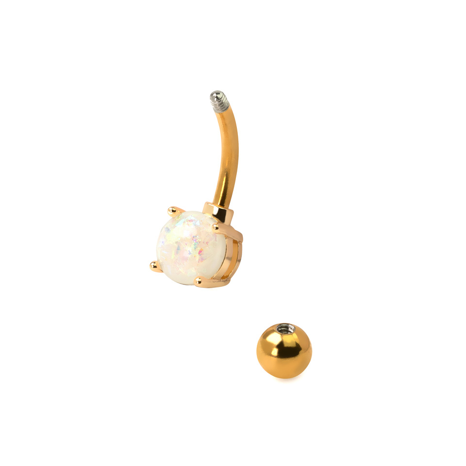 Nabas pīrsings no ķirurģiskā tēruda ar opālu