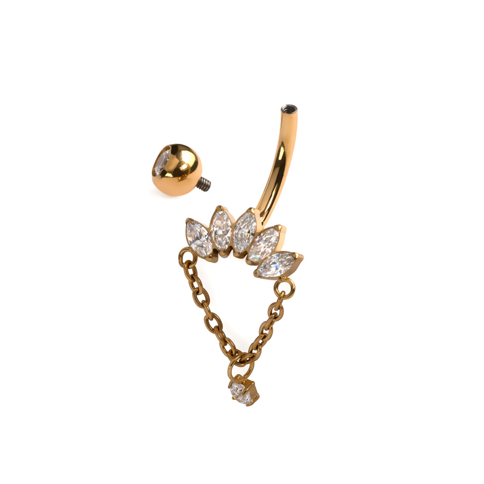 Titāna nabas stienītis ar marķīzes akmentiņiem un ķēdīti