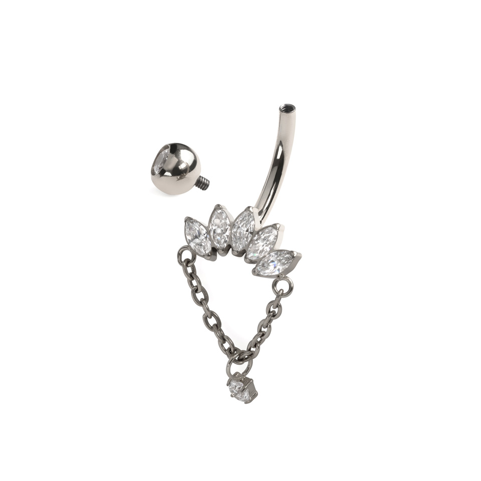 Titāna nabas stienītis ar marķīzes akmentiņiem un ķēdīti