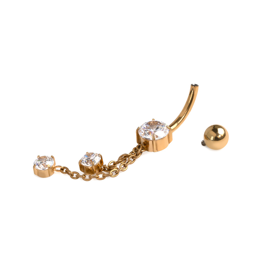 Titāna nabas stienītis ar ķēdītēm un akmentiņiem