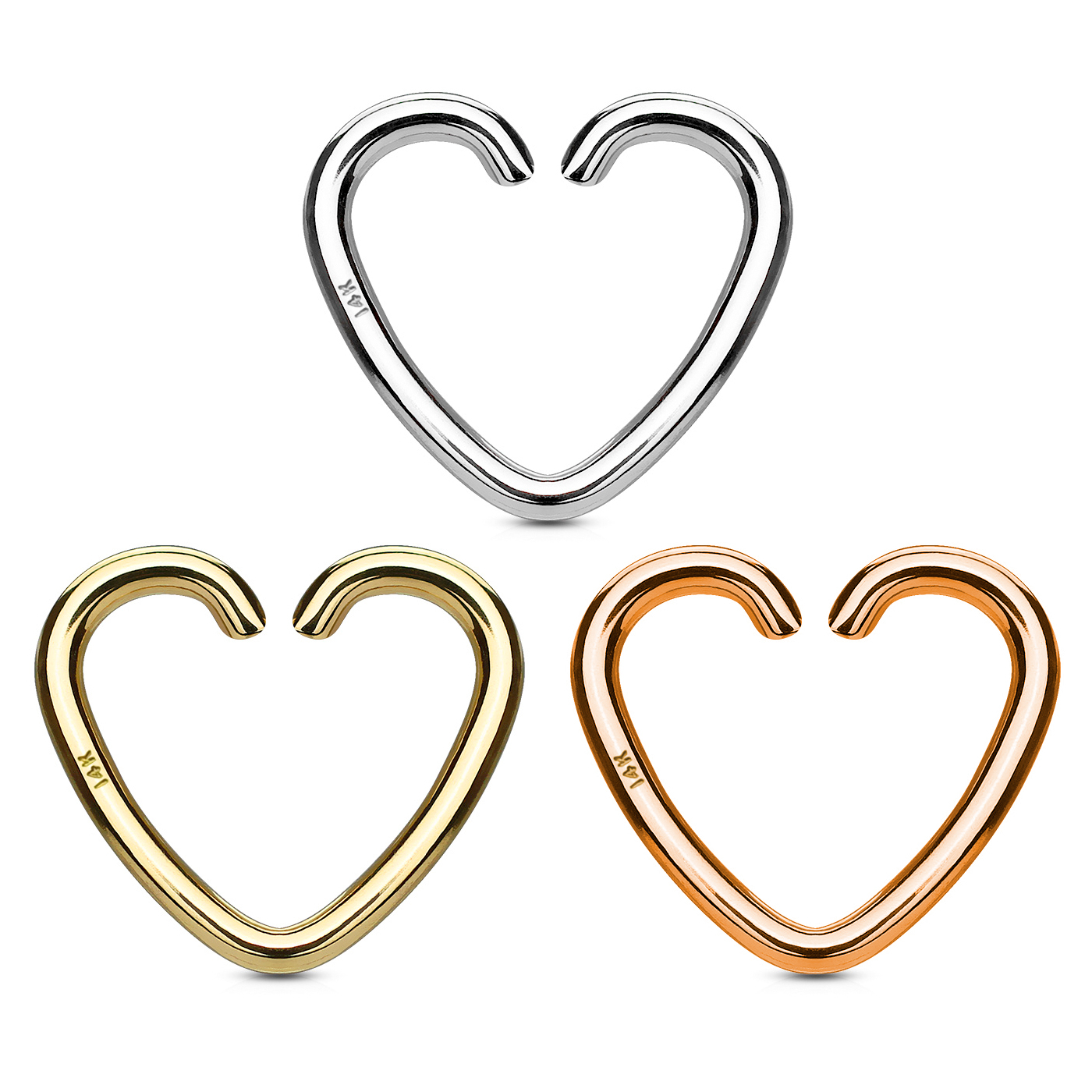 Auskars sirds formā no 14 karātu zelta