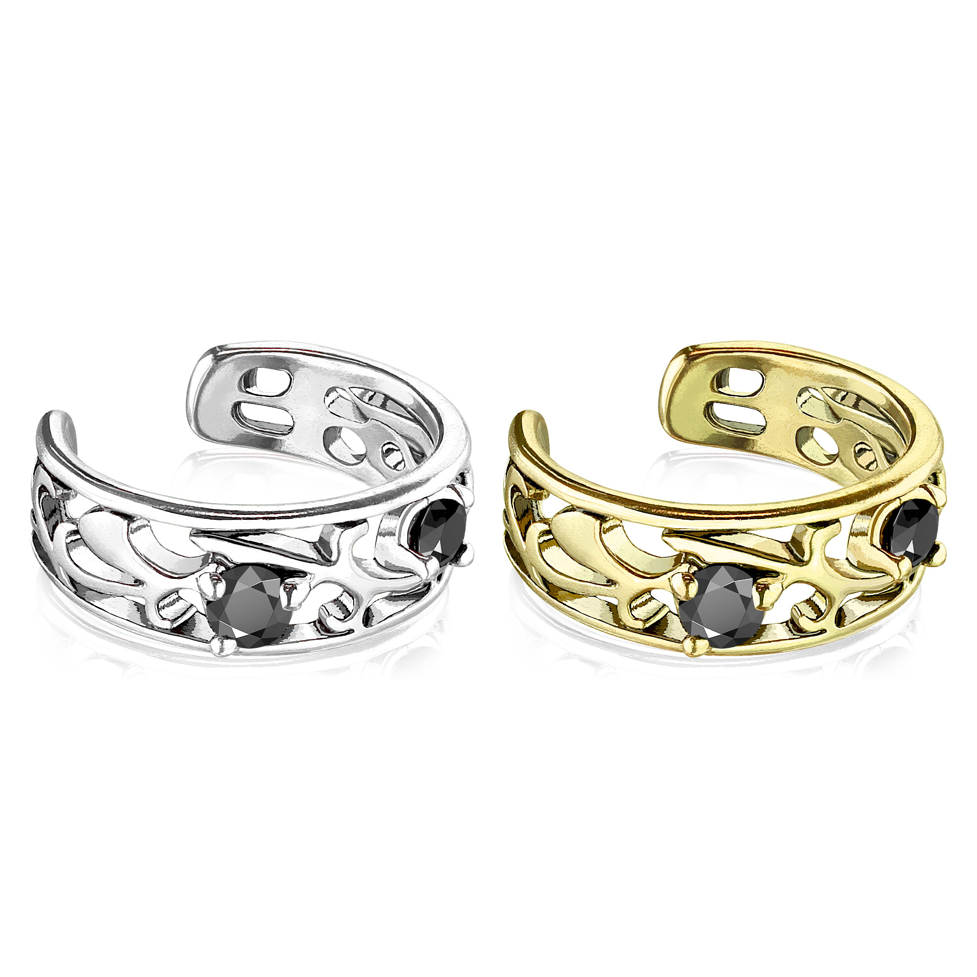 Auss kaffi ar filigrānu dizainu un diviem melniem kristāliem