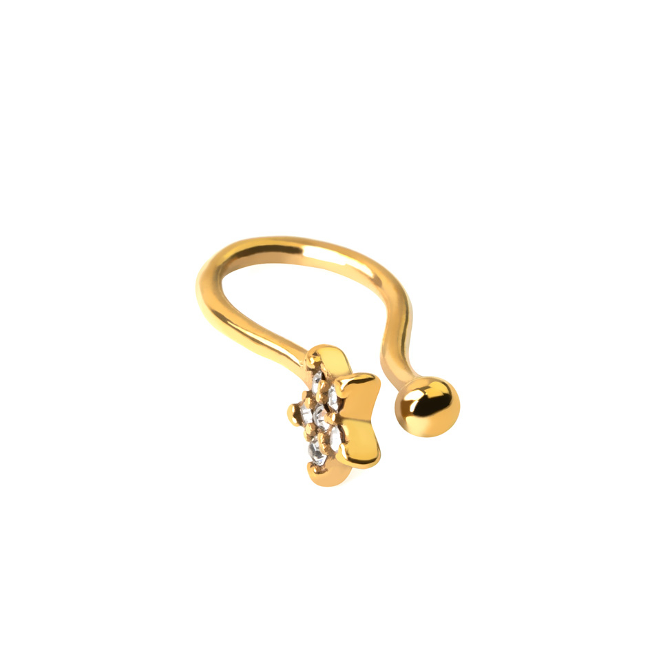 Viltus deguna pīrsings no titāna ar kristāliem noklātu zvaigznīti