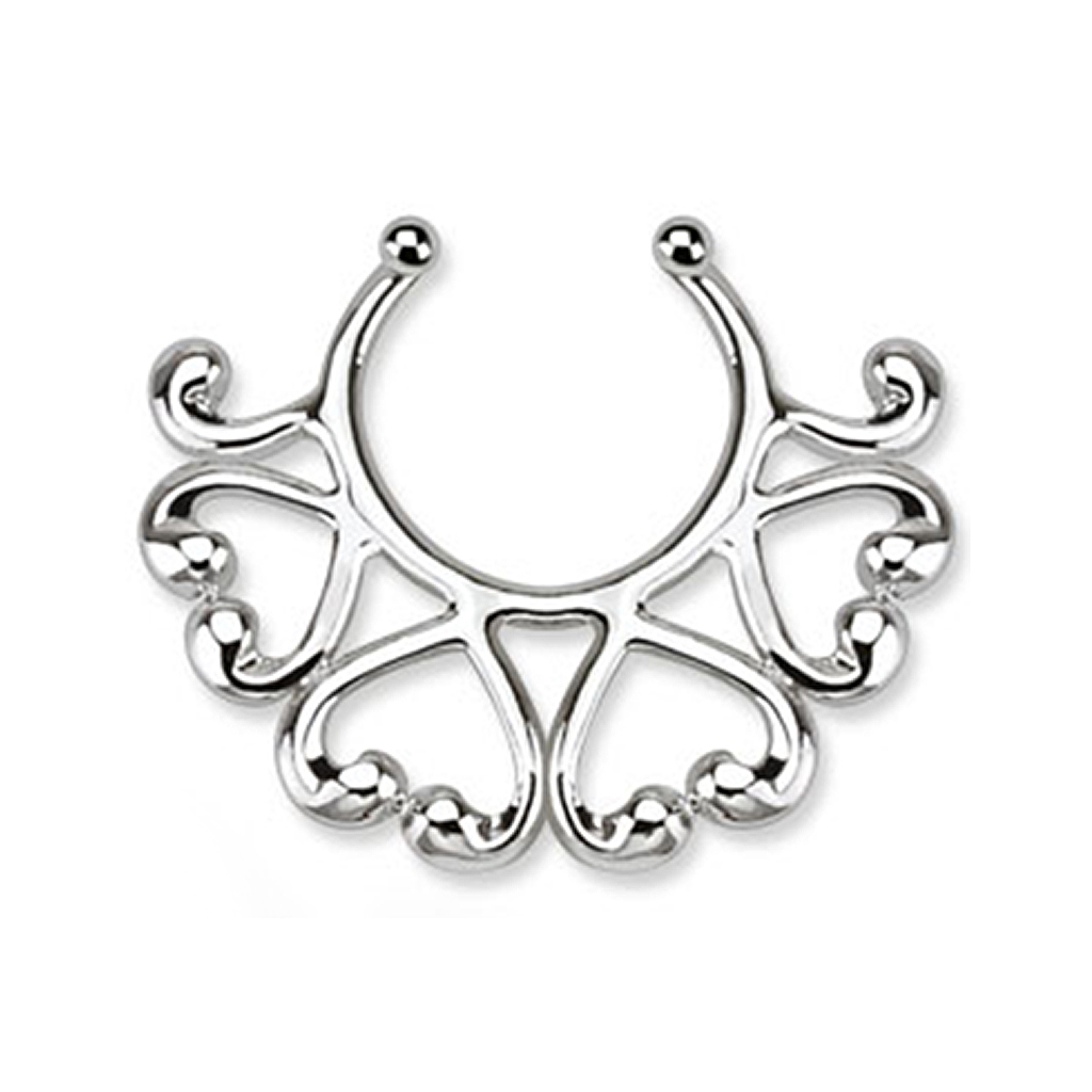 Viltus krūtsgalu pīrsings ar sirsniņu kontūrām veidotu apmali