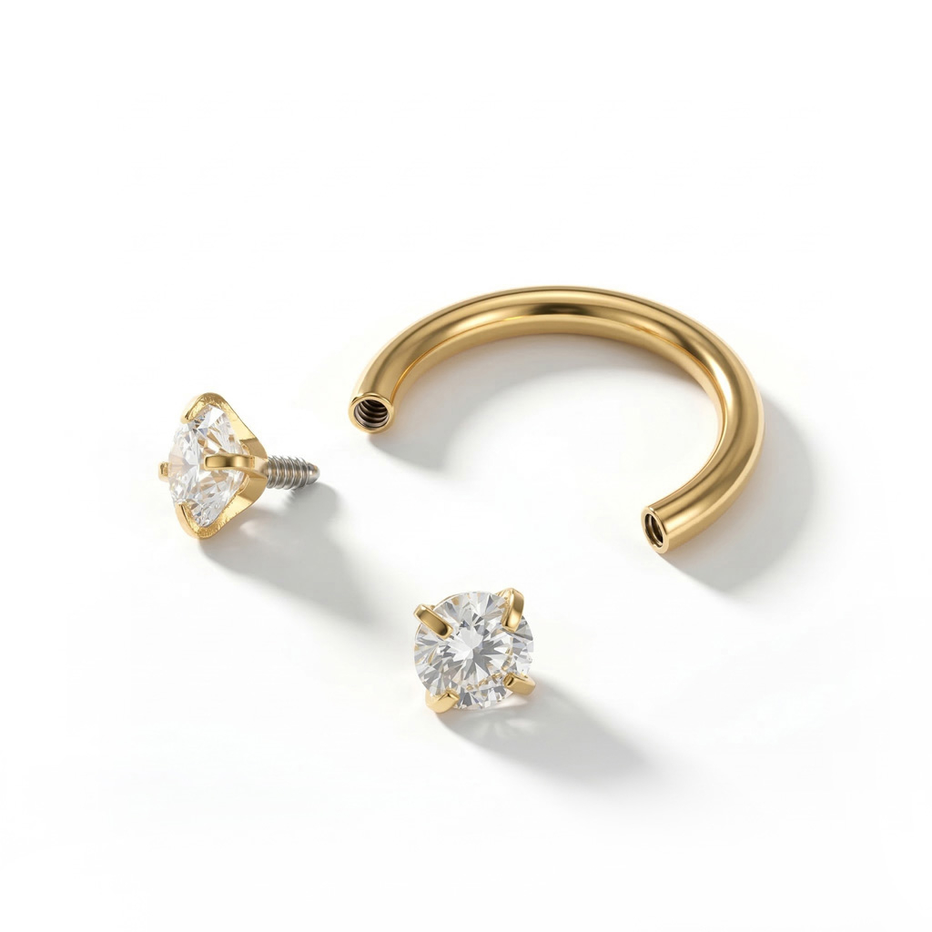 Pakaviņš iekšēji vītņots ar apaļiem kristāla uzgaļiem