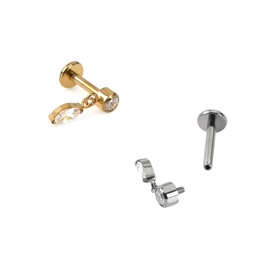 Labrete no titāna ar marķīzes slīpējuma kristāla kulonu