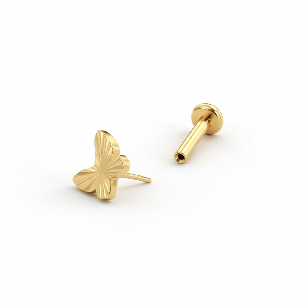 Teksturēta titāna labrete taureņa formā