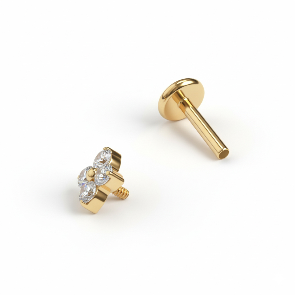 Titāna labrete ar miniatūru ziedu