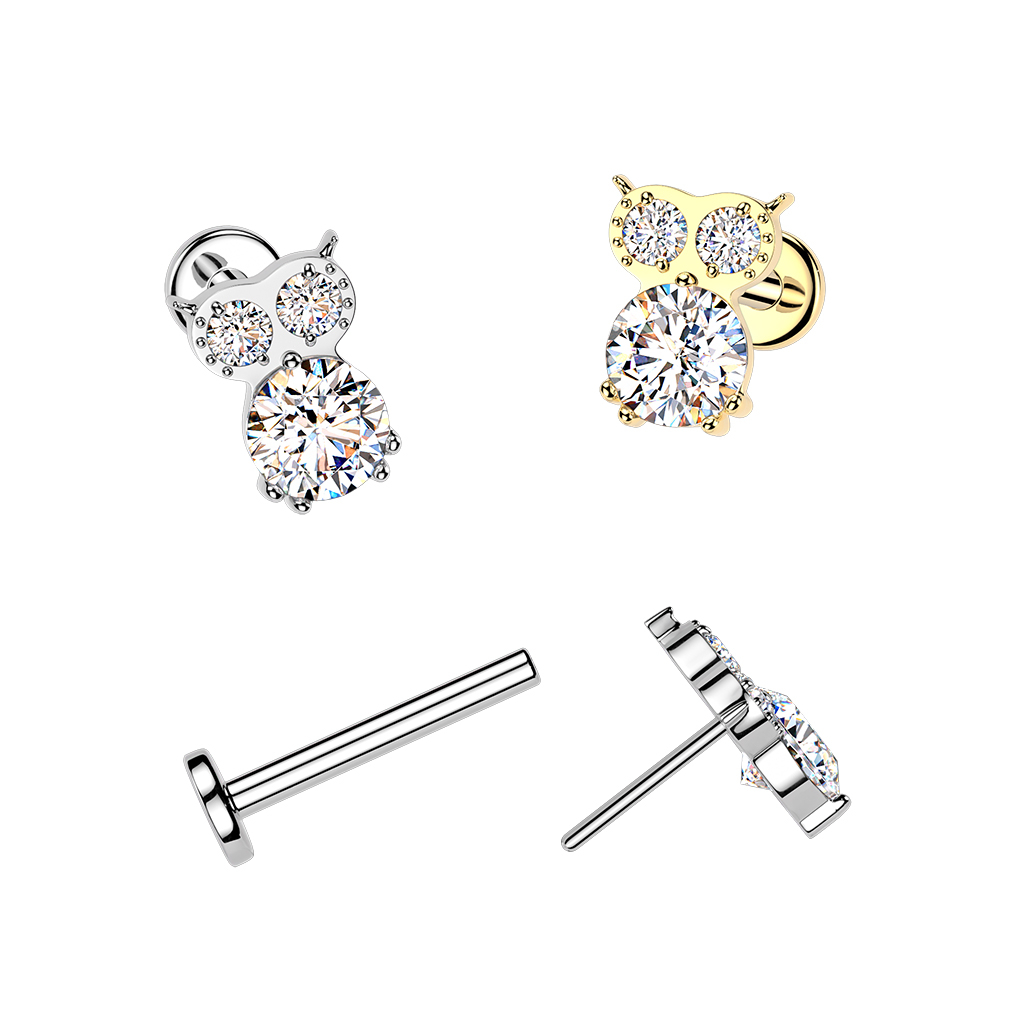 Titāna labrete pūces formā ar akmentiņiem