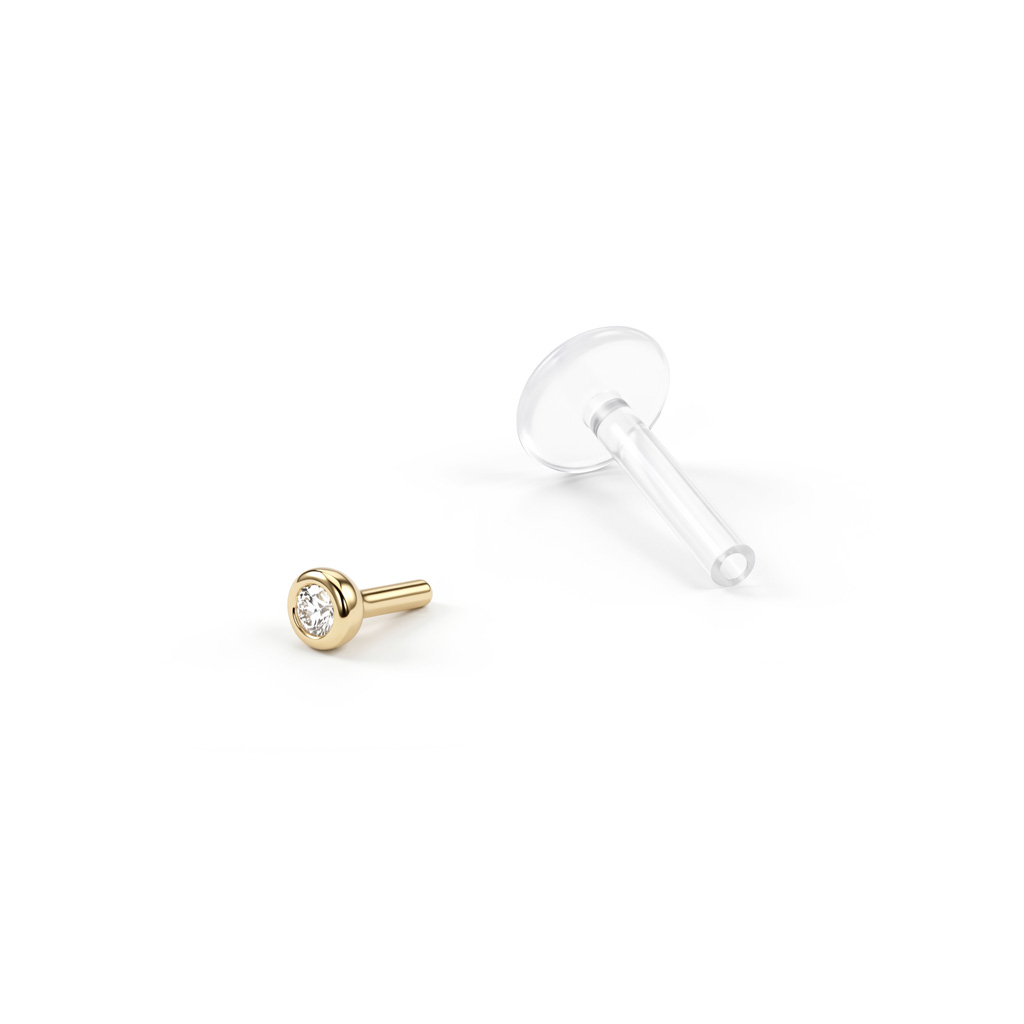 Labrete no 14K zelta ar akmentiņu un PTFE stienīti