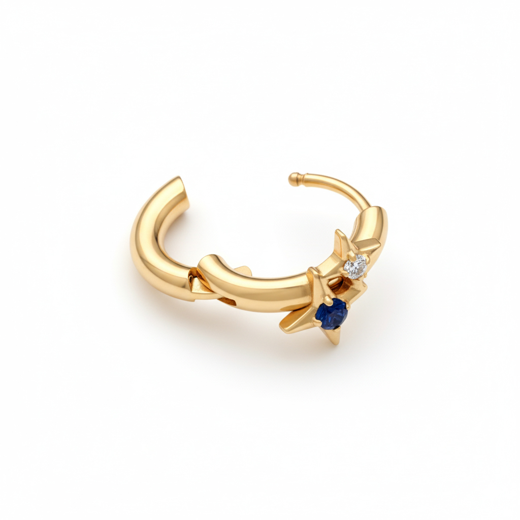 Pīrsingu gredzens no titāna ar divām zvaigznēm