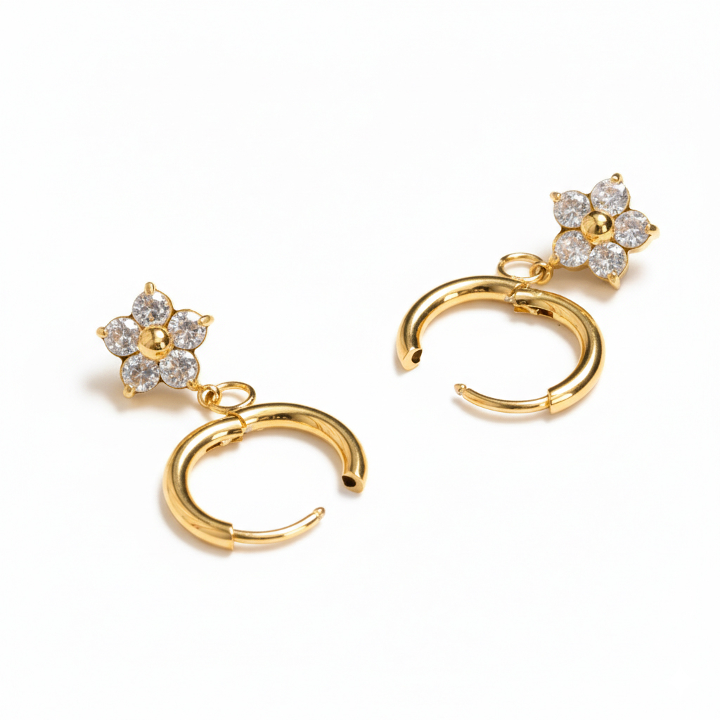 Pīrsingu gredzenu pāris ar ziedu piekariņiem