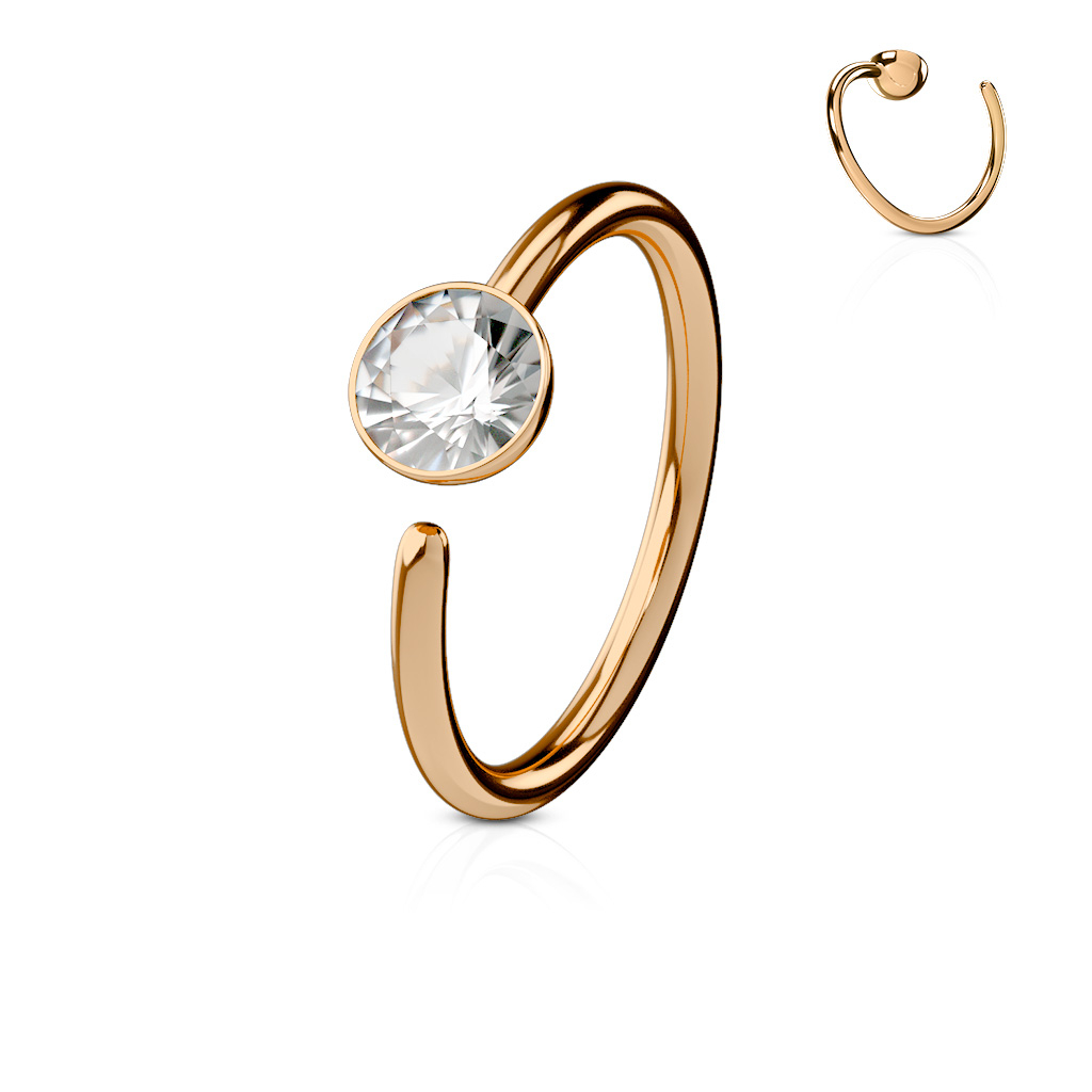 Pīrsingu gredzens ar fiksētu kristālu