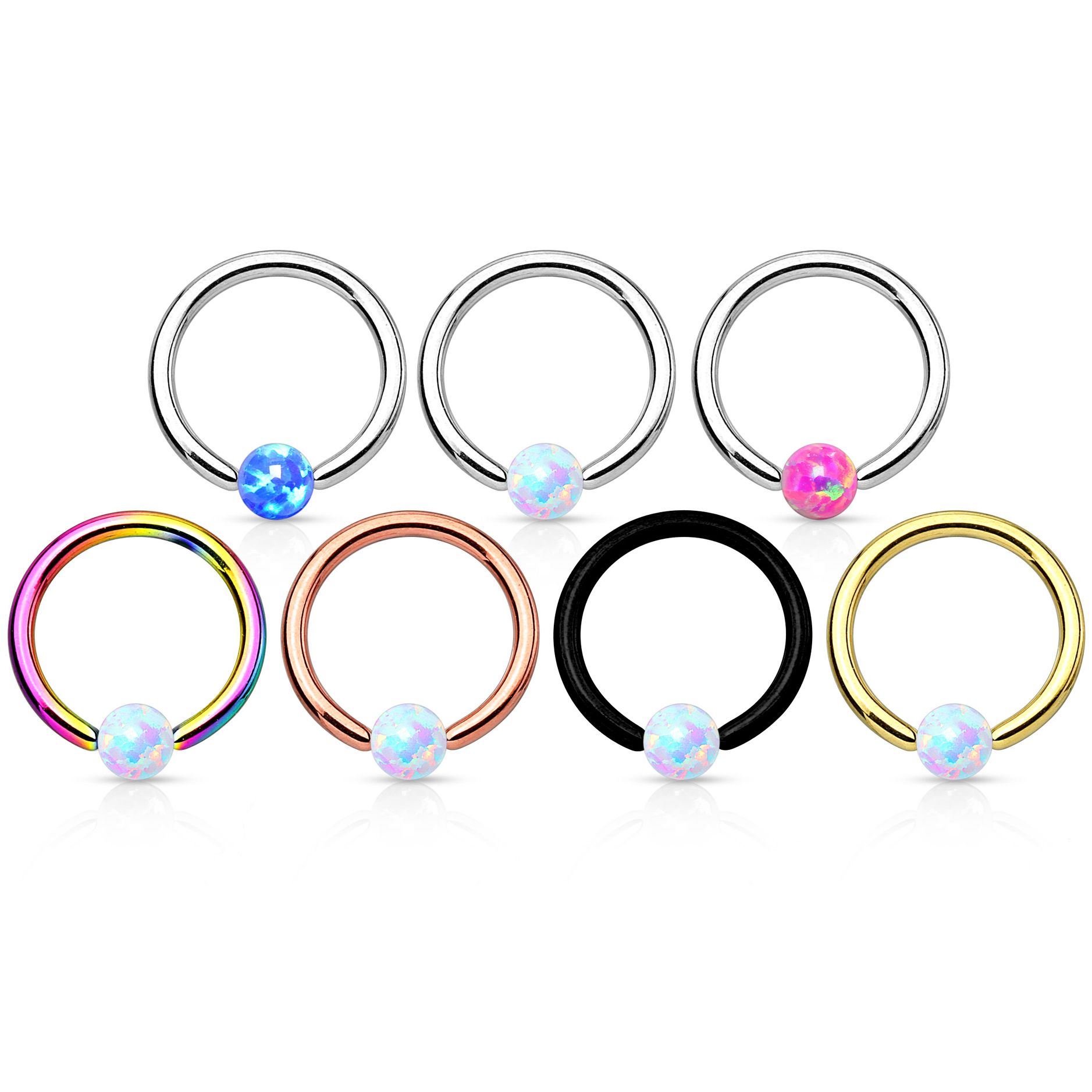 Pīrsinga gredzens ar ietvertu opalītu